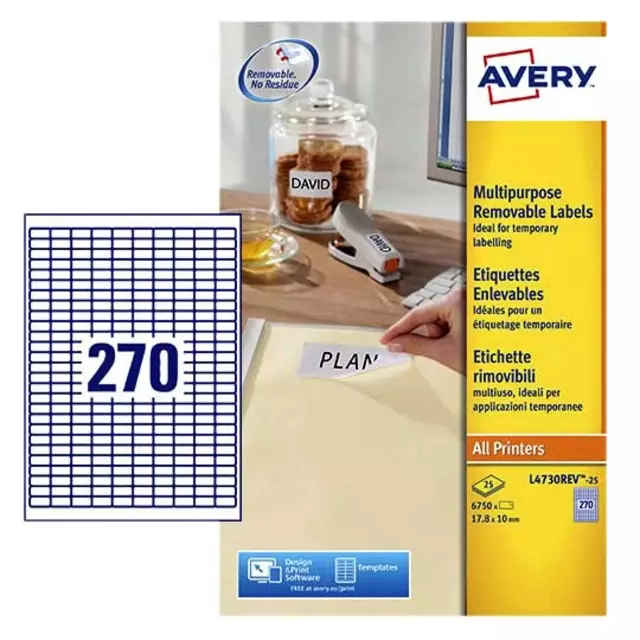 Een Etiket Avery L4730REV 17.8x10mm afneembaar wit 6750stuks koop je bij Kantoorvakhandel van der Heijde