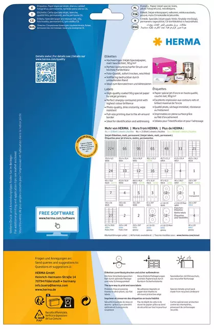 Een Etiket HERMA 8831 25.4x25.4mm mat wit 1650stuks koop je bij EconOffice