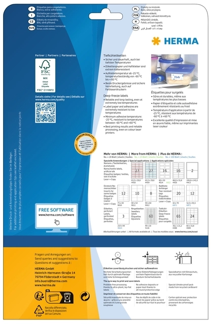 Een Etiket HERMA 4389 66x33.8mm diepvries wit 600stuks koop je bij Unimark Office B.V.