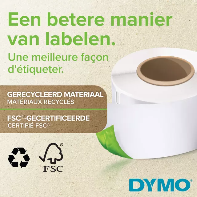 Een Etiket Dymo LabelWriter adressering 28x89mm 2 rollen á 130 stuks wit koop je bij NiceSupplies.nl