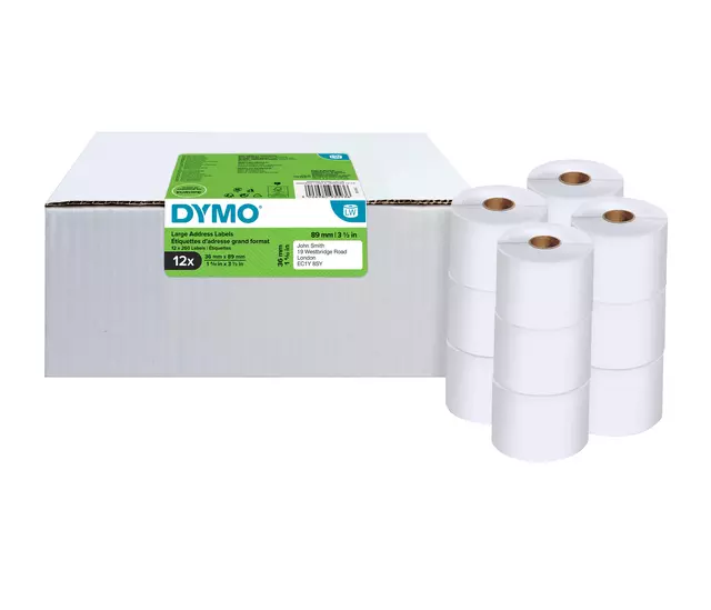 Een Etiket Dymo LabelWriter adressering 36x89mm 12 rollen á 260 stuks wit koop je bij EconOffice