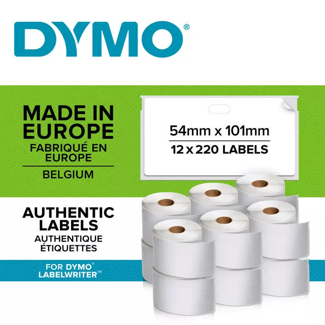 Een Etiket Dymo LabelWriter multifunctioneel 32x57mm 12 rollen á 1000 stuks wit koop je bij KantoorProfi België BV