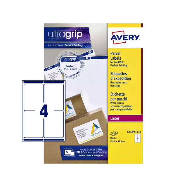 Een Etiket Avery L7169-250 99.1x139mm wit 1000stuks koop je bij EconOffice