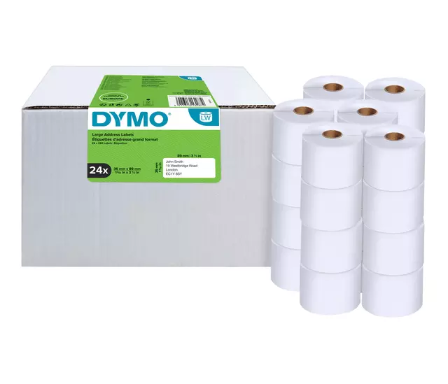 Een Etiket Dymo LabelWriter adressering 36x89mm 24 rollen á 260 stuks wit koop je bij MV Kantoortechniek B.V.
