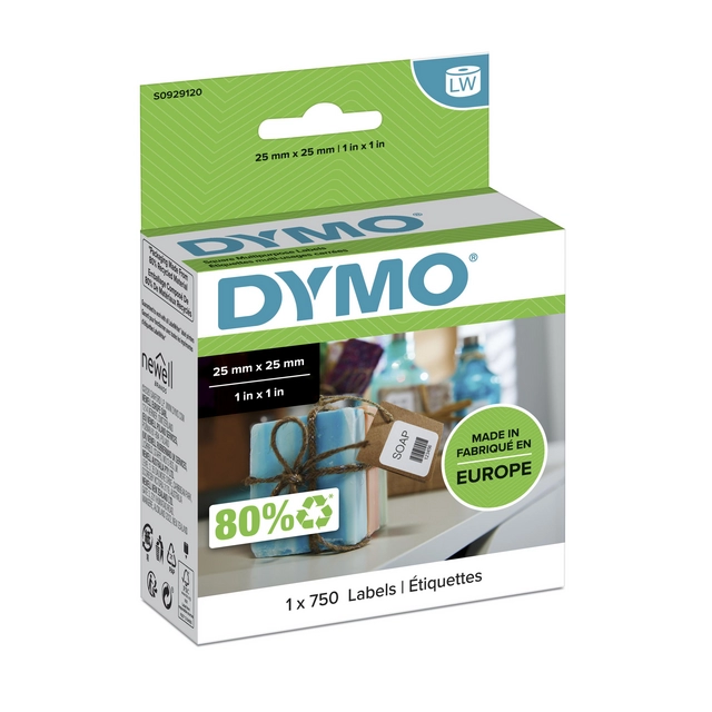 Een Etiket Dymo LabelWriter multifunctioneel 25x25mm 1 rol á 750 stuks wit koop je bij KantoorProfi België BV