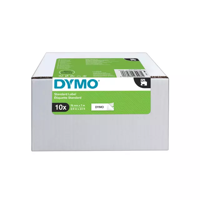 Een Labeltape Dymo LabelManager D1 polyester 19mm zwart op wit 10 stuks koop je bij KantoorProfi België BV