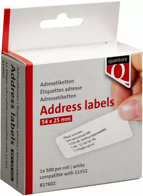Een Labeletiket Quantore 11352 54x25mm retour wit koop je bij Van Leeuwen Boeken- en kantoorartikelen