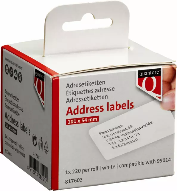 Een Labeletiket Quantore 99014 54x101mm badge wit koop je bij Van Leeuwen Boeken- en kantoorartikelen