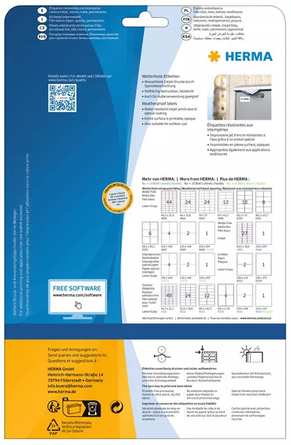 Etiket HERMA 4864 63.5x29.6mm weerbestendig wit 270stuks