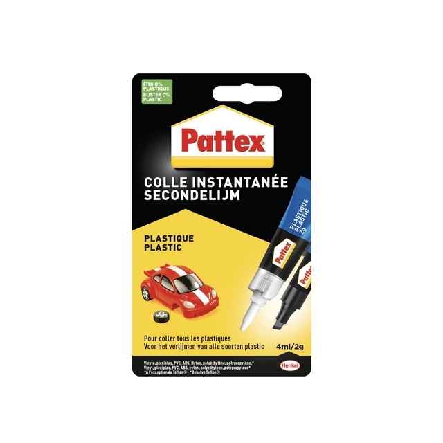 Een Secondelijm Pattex all plastic tube 2gram op blister koop je bij QuickOffice BV