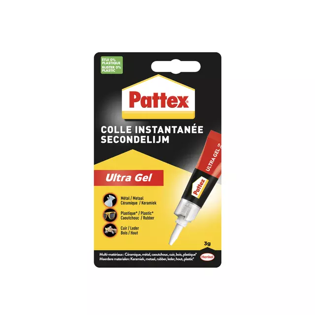 Een SECONDENLIJM PATTEX ULTRAGEL 3GR koop je bij Kantoorvakhandel van der Heijde