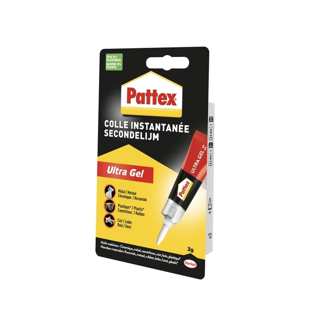 Een Secondelijm Pattex Ultra GEL tube 3 gram op blister koop je bij Dillen BV