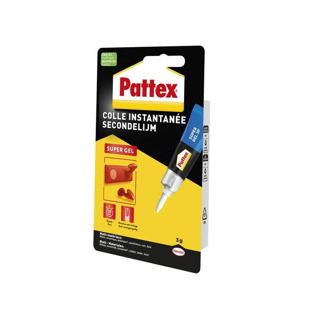 Een Secondelijm Pattex super gel tube 3gram op blister koop je bij Holzem Kantoorefficiency