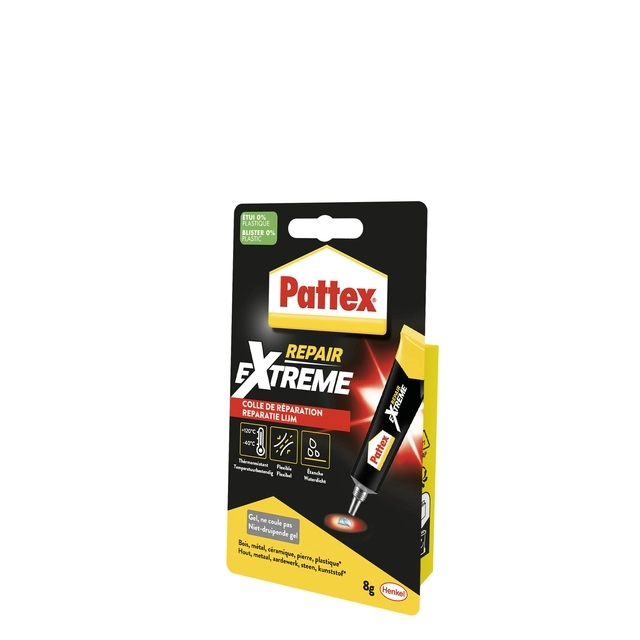 Een Alleslijm Pattex Repair Extreme tube 8 gram op blister koop je bij Buro De Peuter