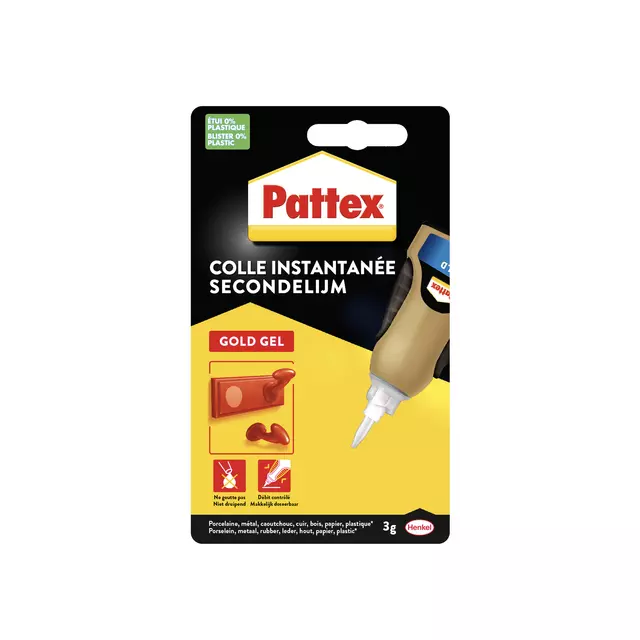 Een Secondelijm Pattex Gold gel tube 3gram op blister koop je bij KantoorProfi België BV