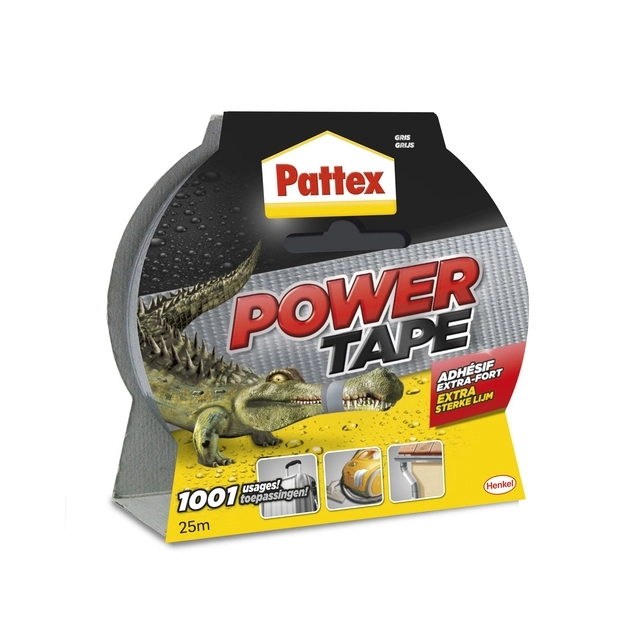 Een Plakband Pattex Power Tape 50mmx25m grijs koop je bij Buro De Peuter