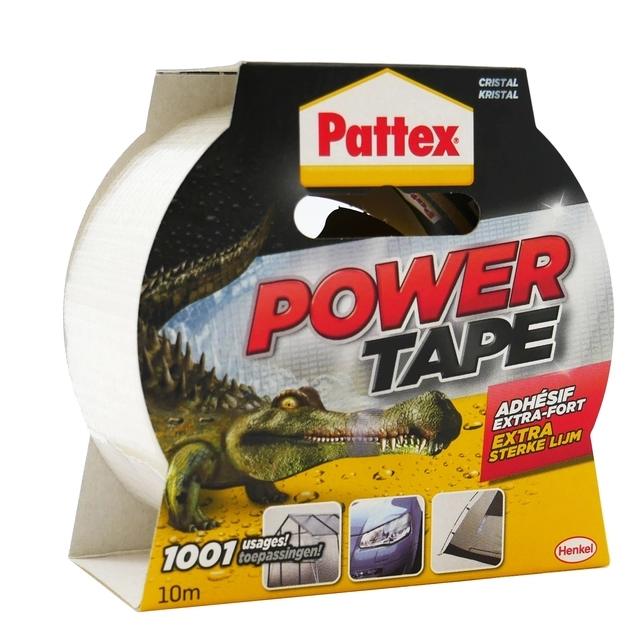 Een Plakband Pattex Power Tape 50mmx10m transparant koop je bij Buro De Peuter