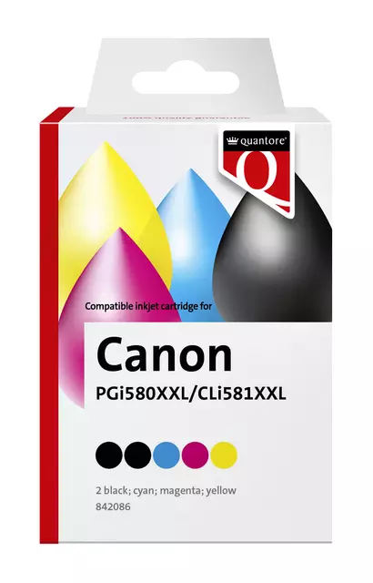 Een Inktcartridge Quantore alternatief tbv Canon PGI-580XXL CLI-581XXL 2x zwart + 3 kleuren koop je bij Van Leeuwen Boeken- en kantoorartikelen