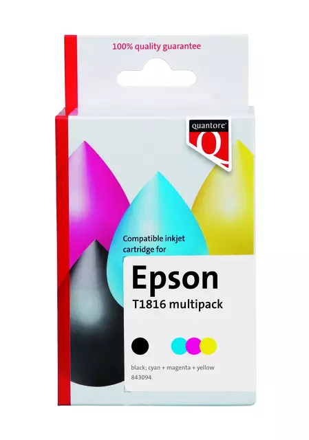 Een Inktcartridge Quantore alternatief tbv Epson 18XL T1816 zwart 3 kleuren koop je bij Van Leeuwen Boeken- en kantoorartikelen