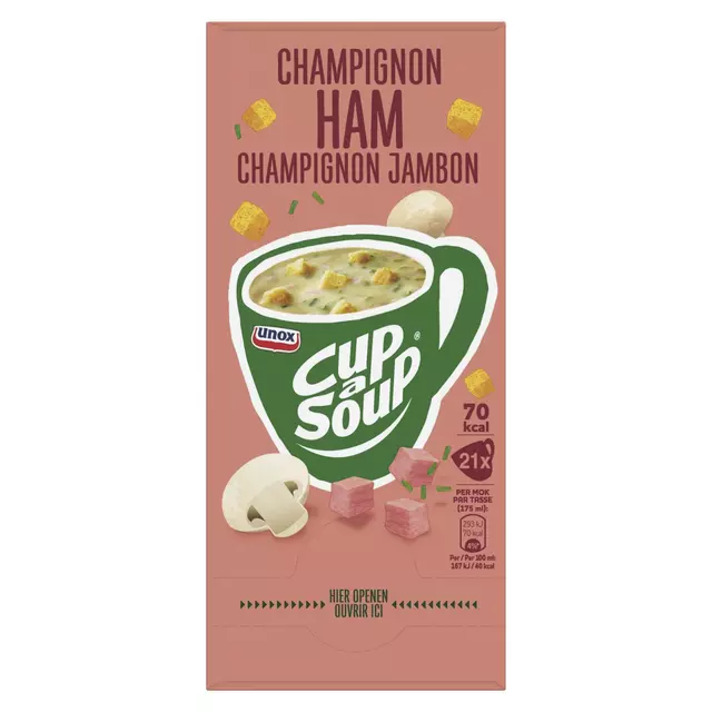 Een Cup-a-Soup Unox champignon ham 175ml koop je bij QuickOffice BV