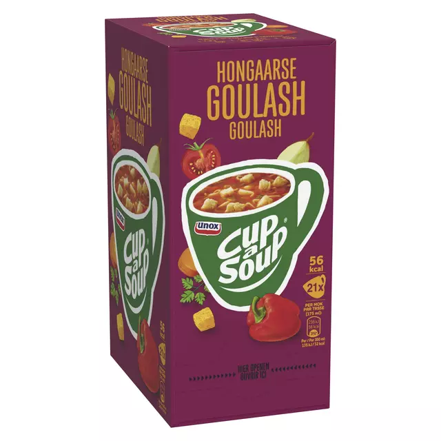 Een Cup-a-Soup Unox Hongaarse goulash 175ml koop je bij Van Hoye Kantoor BV
