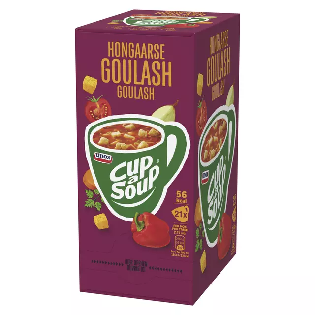 Een Cup-a-Soup Unox Hongaarse goulash 175ml koop je bij Van Hoye Kantoor BV