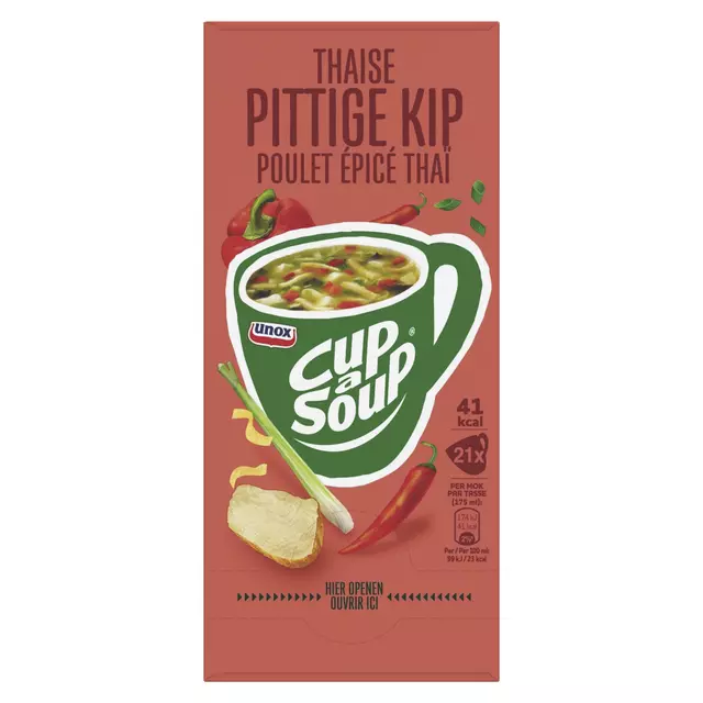Een Cup-a-Soup Unox Thaise pittige kip 175ml koop je bij Totaal Kantoor Goeree