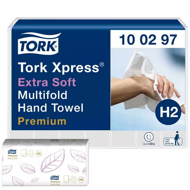 Een Handdoek Tork Xpress H2 multifold en 2-laags wit 100297 koop je bij Totaal Kantoor Goeree