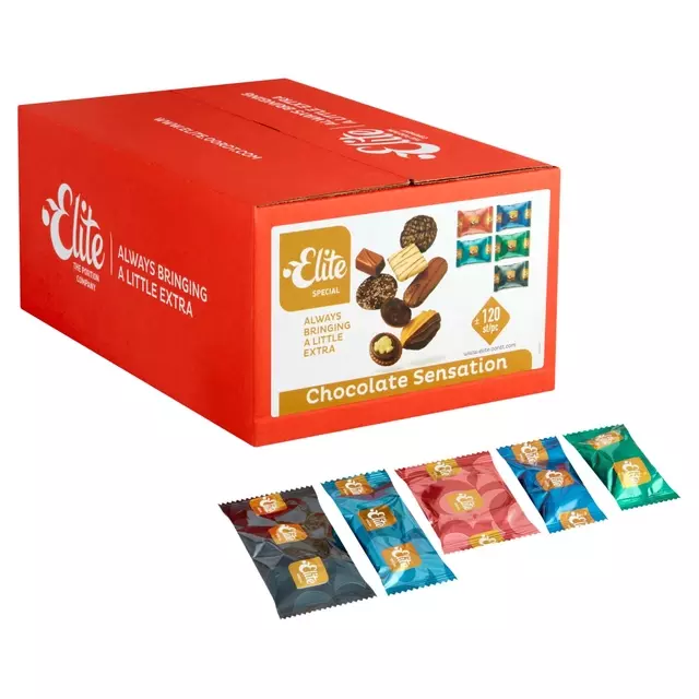 Een Koekjes Elite Special Chocolate Sensation mix 120 stuks koop je bij Van Leeuwen Boeken- en kantoorartikelen