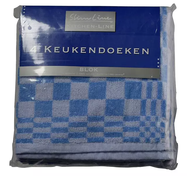 Een Keukendoek Felicia katoen blauw/wit 50x50cm 4 stuks koop je bij Van Leeuwen Boeken- en kantoorartikelen