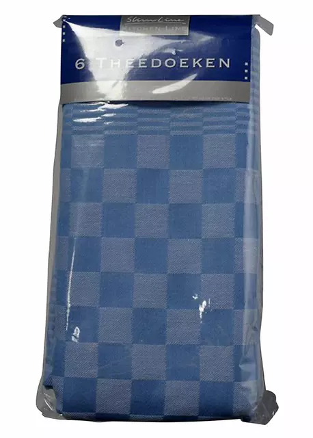 Een Theedoek Felicia katoen blauw/wit 65x65cm 6 stuks koop je bij Van Leeuwen Boeken- en kantoorartikelen