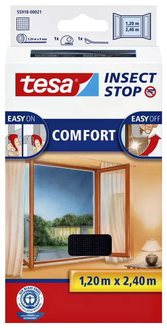 Een Insectenhor tesa® Insect Stop COMFORT buitendraaiende ramen 1,2x2,4m zwart koop je bij KantoorProfi België BV
