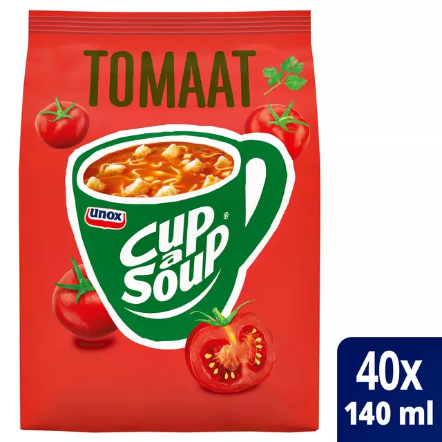 Een Cup-a-Soup Unox machinezak tomaat 140ml koop je bij MV Kantoortechniek B.V.