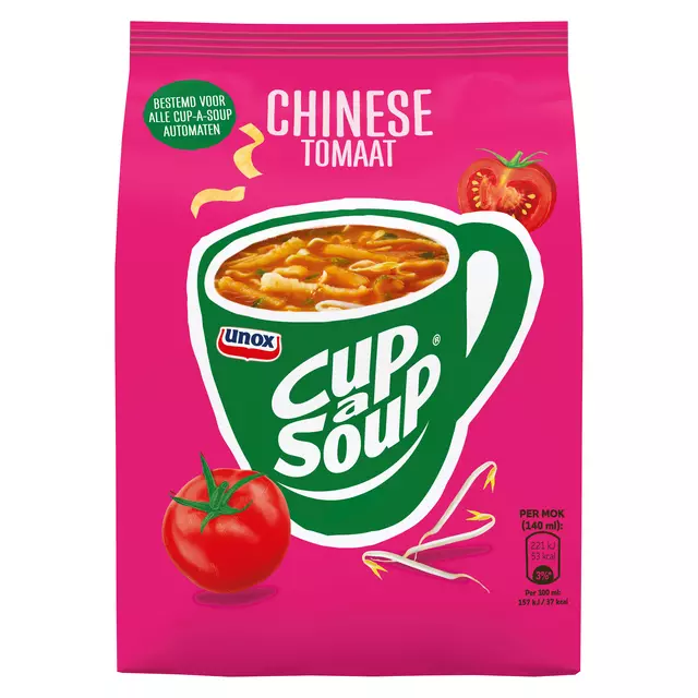 Een Cup-a-Soup Unox machinezak Chinese tomaat 140ml koop je bij Van Leeuwen Boeken- en kantoorartikelen