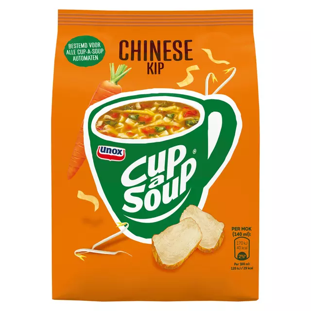 Een Cup-a-Soup Unox machinezak Chinese kip 140ml koop je bij EconOffice