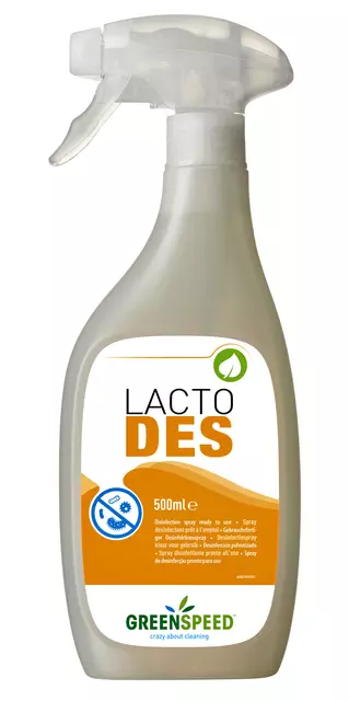 Een Desinfectiespray Greenspeed Lacto Des 500ml koop je bij KantoorProfi België BV