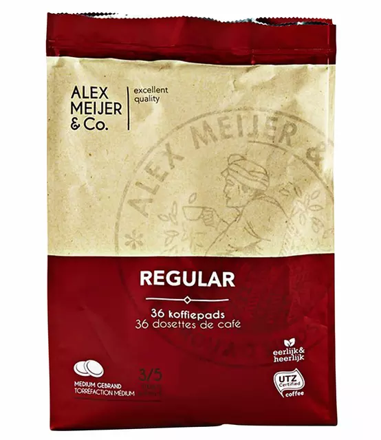 Een Koffiepads Alex Meijer regular 36 stuks 7gram koop je bij Totaal Kantoor Goeree