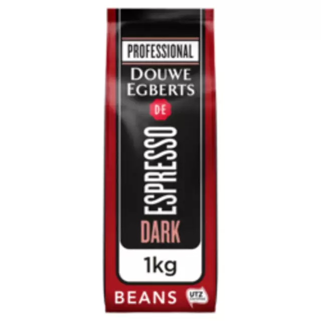 Een Koffie Douwe Egberts espresso bonen dark roast 1kg koop je bij MV Kantoortechniek B.V.