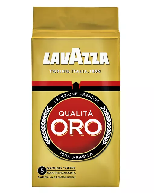Een Koffie Lavazza gemalen Qualita Oro 250gr koop je bij Kantoorvakhandel van der Heijde