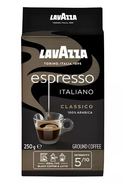 Een Koffie Lavazza gemalen Caffè Espresso 250gr koop je bij Van Leeuwen Boeken- en kantoorartikelen