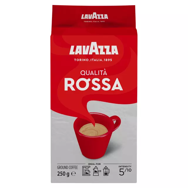 Een Koffie Lavazza gemalen Qualita Rossa 250gr koop je bij Van Leeuwen Boeken- en kantoorartikelen