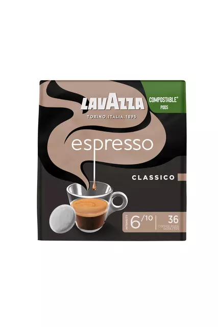 Een Koffiepads Lavazza espresso Classico 36 stuks koop je bij MV Kantoortechniek B.V.