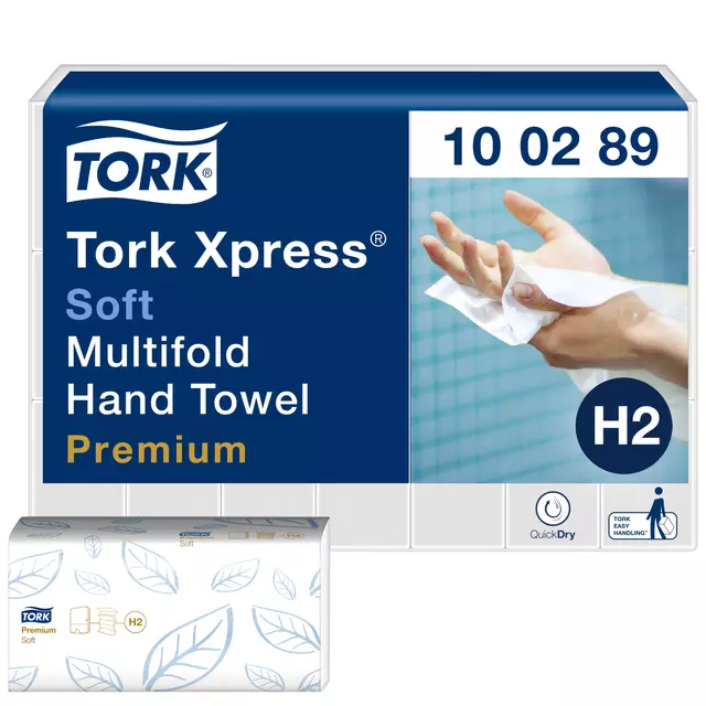 Een Handdoek Tork Xpress H2 multifold Premium 2-laags wit 100289 koop je bij Totaal Kantoor Goeree