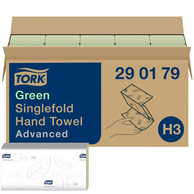 Een Handdoek Tork H3 Advanced Z-gevouwen 2-laags groen 290179 koop je bij L&N Partners voor Partners B.V.