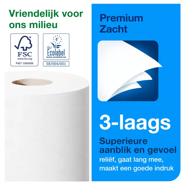 Een Toiletpapier Tork T4 traditioneel premium 3-laags 250 vel wit 110316 koop je bij Goedkope Kantoorbenodigdheden