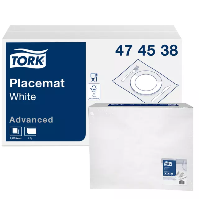 Een Placemats Tork papier 42x27cm 500st wit 474538 koop je bij L&N Partners voor Partners B.V.