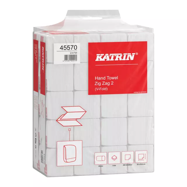 Een Handdoek Katrin Z-vouw 2-laags 23x23cm 20x200st 45570 koop je bij KantoorProfi België BV