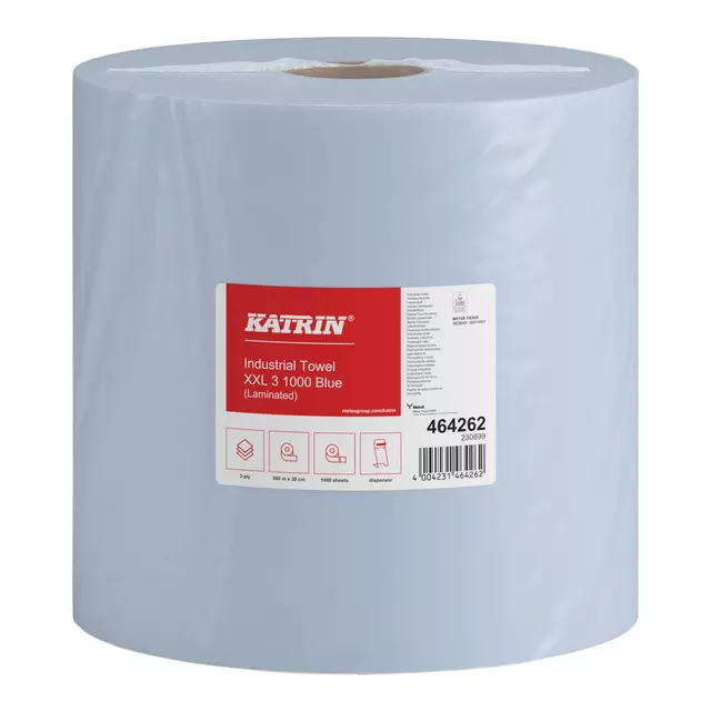 Een Poetspapier Katrin 3-laags XXL 380mmx360m blauw koop je bij The Cartridge Company