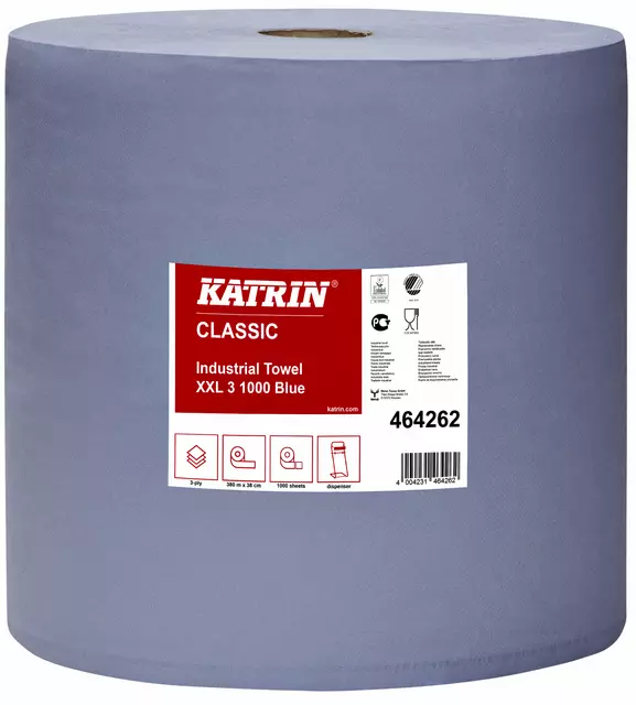 Een Rouleau de nettoyage Katrin Classic XXL 464262 3 épaisseurs 38cmx380m bleu koop je bij QuickOffice BV