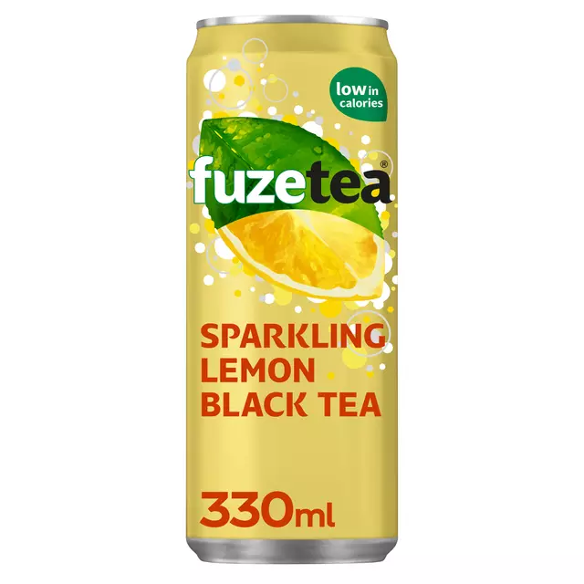Frisdrank Fuze Tea Black Tea sparkling lemon blik 330ml